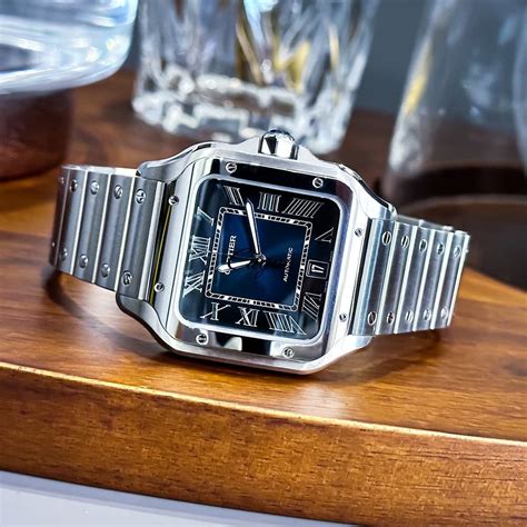 cartier santos 100 blue dial|cartier santos chronograph.